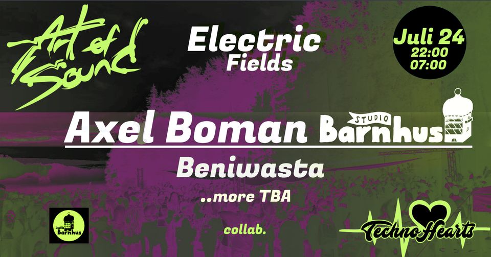 Electric Fields 24:e juli · Axel Boman (Studio Barnhus) · Beniwasta · mfl